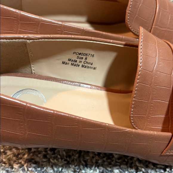 Brown Croc-Embossed Loafers - Picture 2 of 3